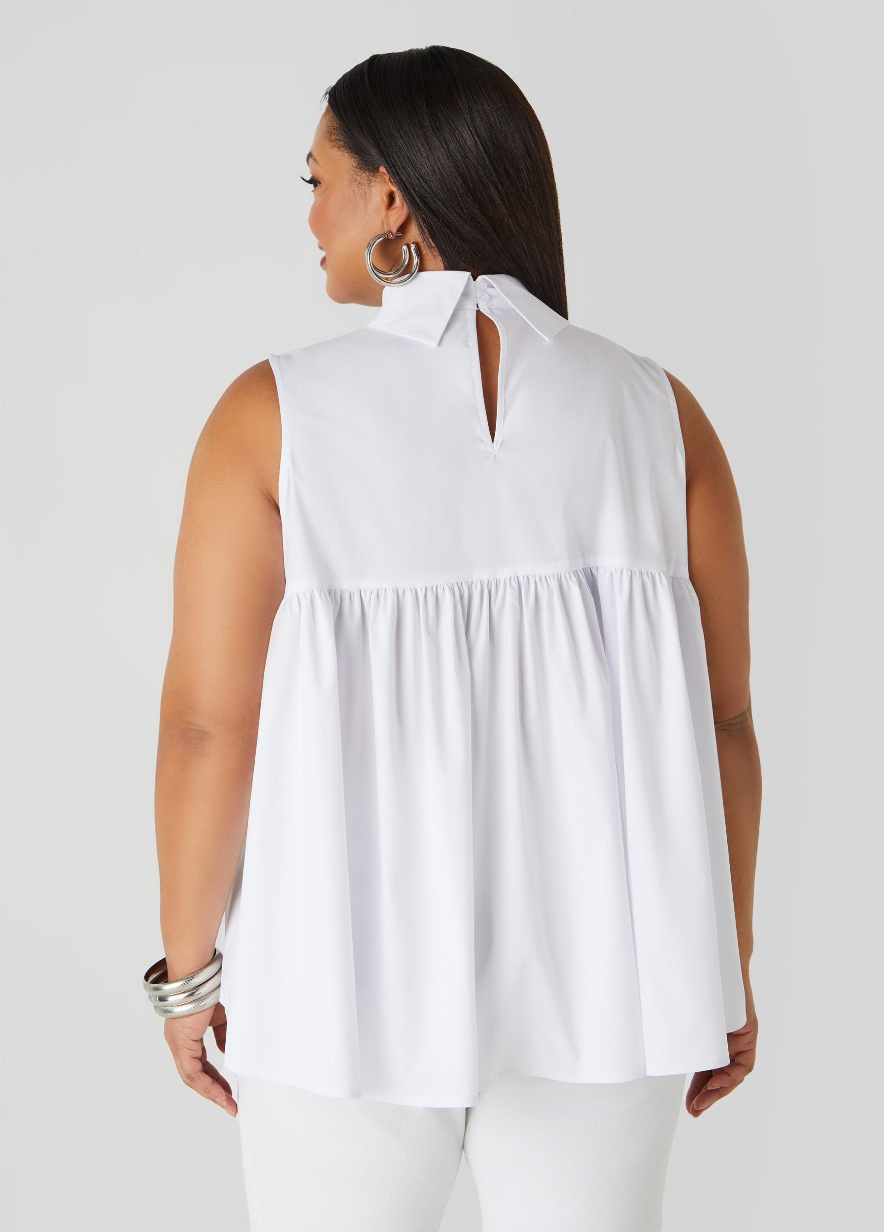 Plus Size Grommet Embellished Poplin Blouse Ashley Stewart Product Image