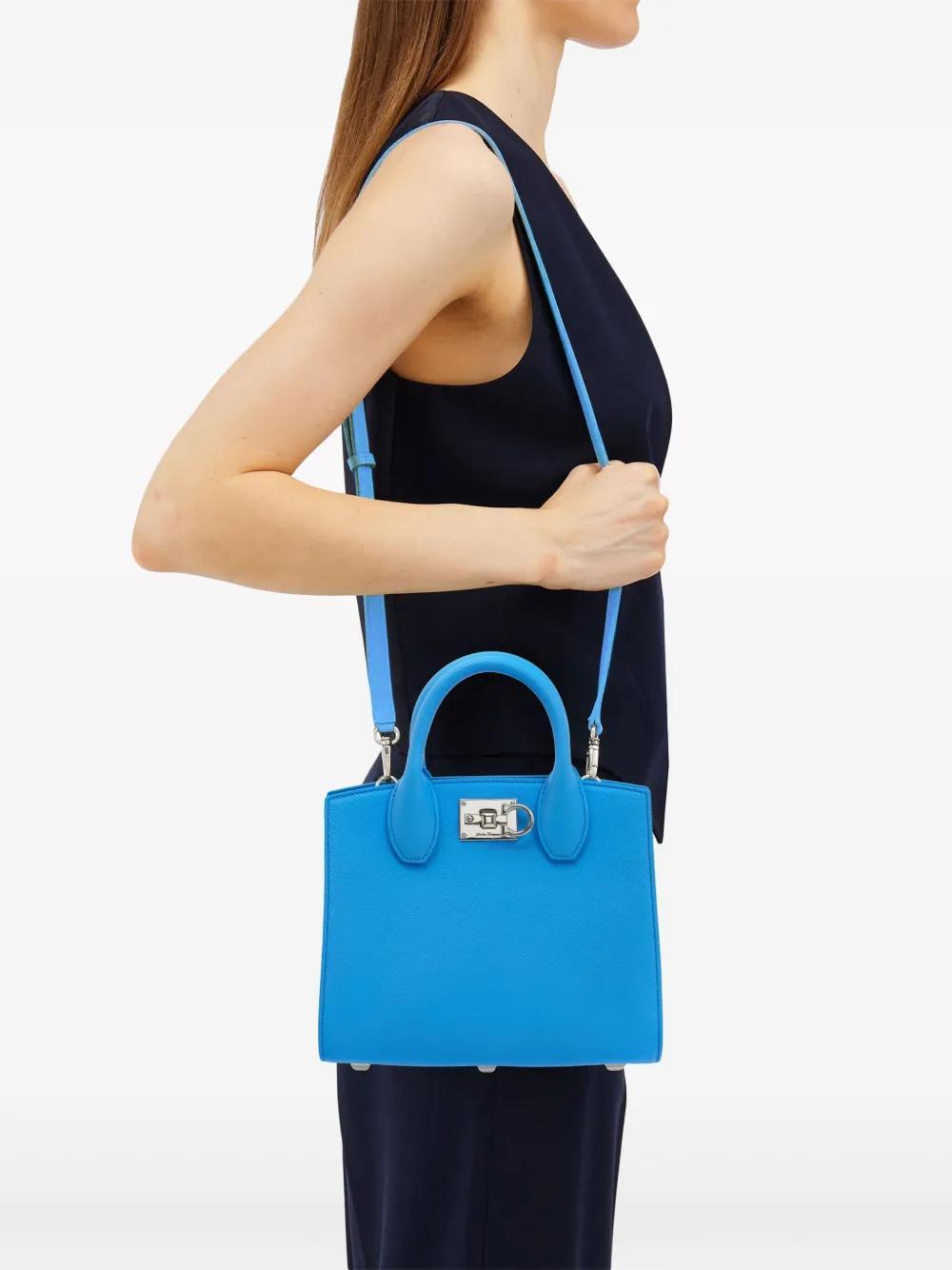 FERRAGAMO Small Studio Box Tote Bag In Blue Product Image