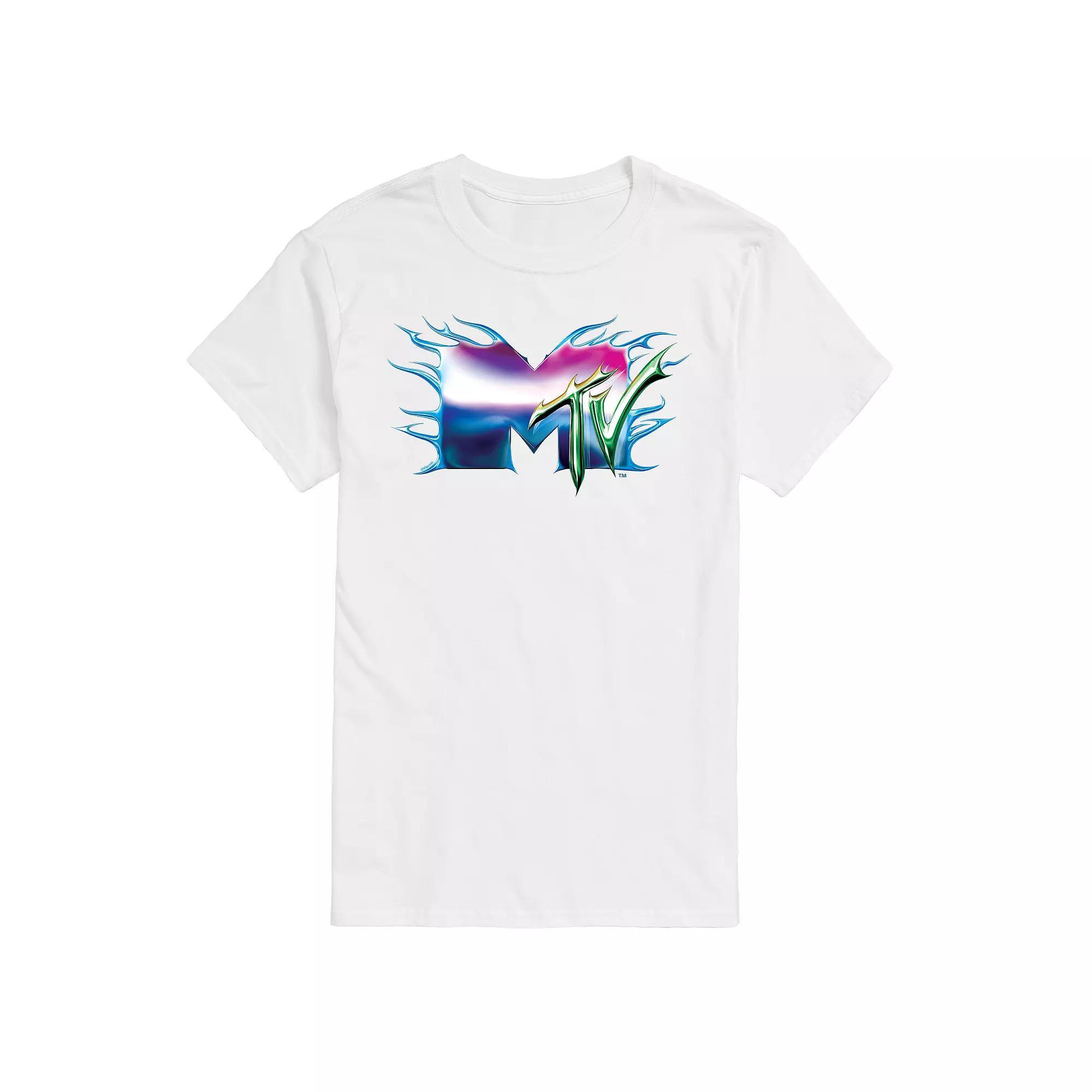 Men's MTV Liquid Metal Logo Graphic Tee, Size: Small, White Product Image