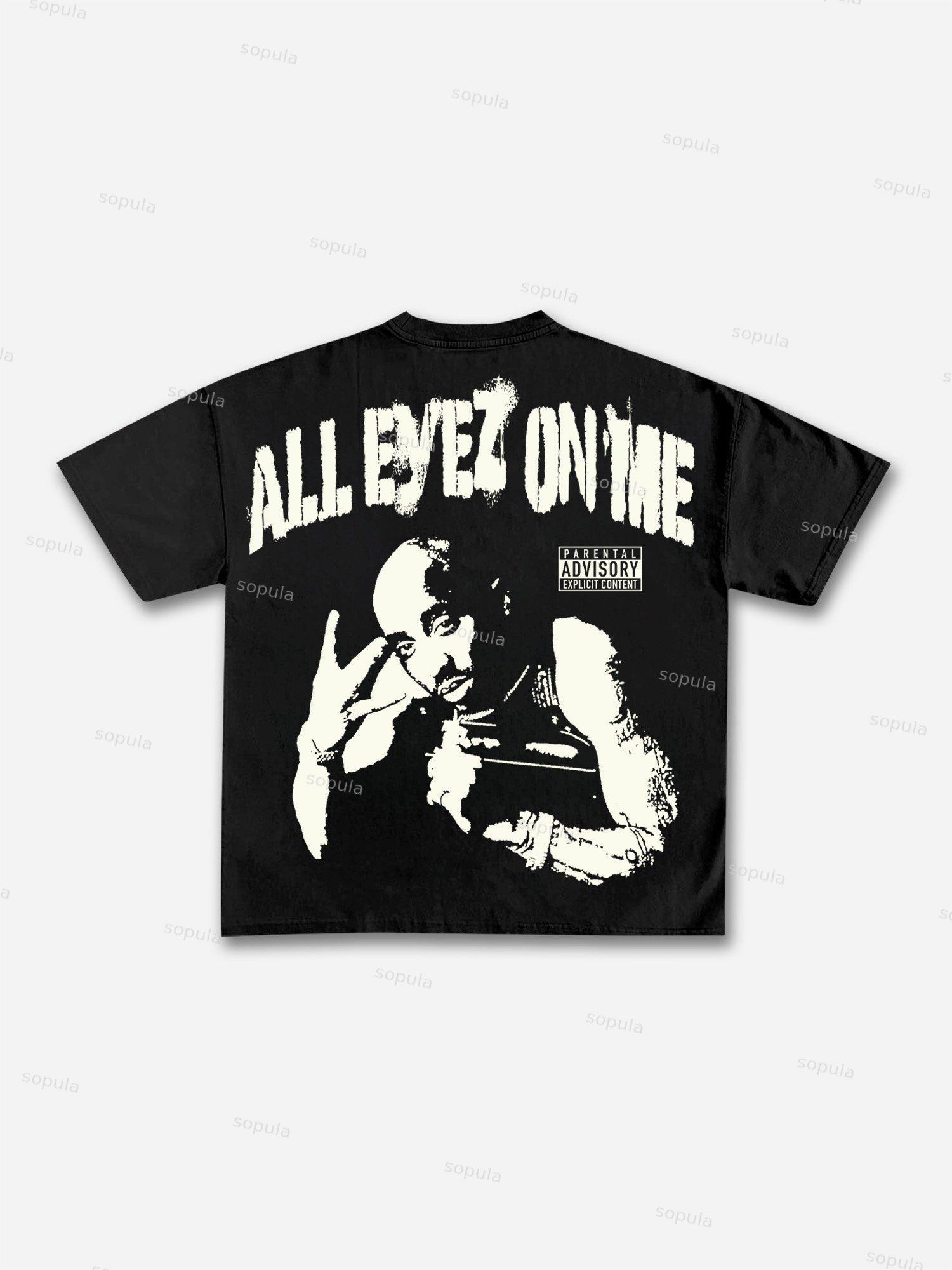 All Eyez On Me 2017 Rap Hip-Hop Graphic Cotton T-shirt Product Image