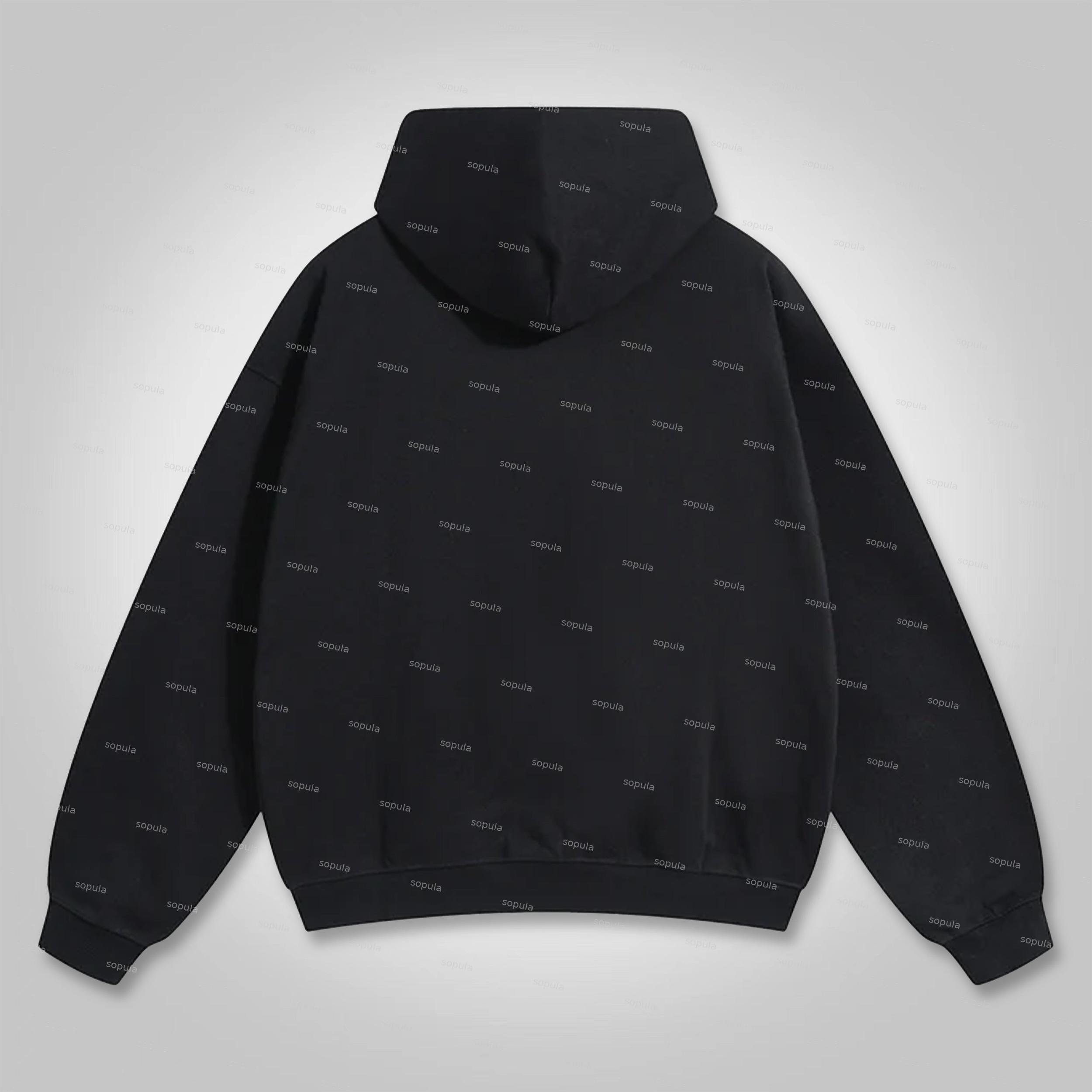 Fashion Peace In War Print Graphic Loose Hoodie Product Image