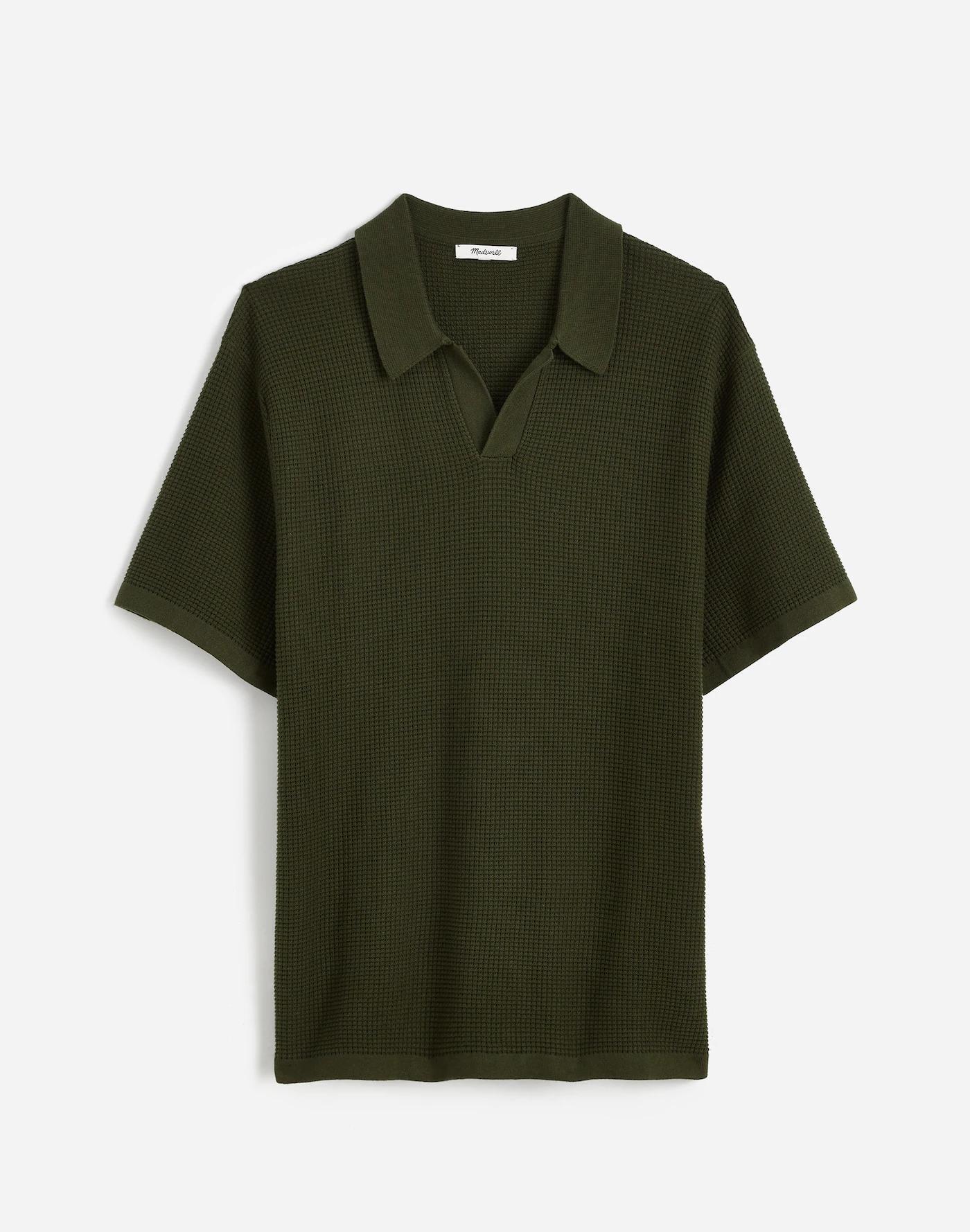 Johnny-Collar Short-Sleeve Sweater Polo Product Image