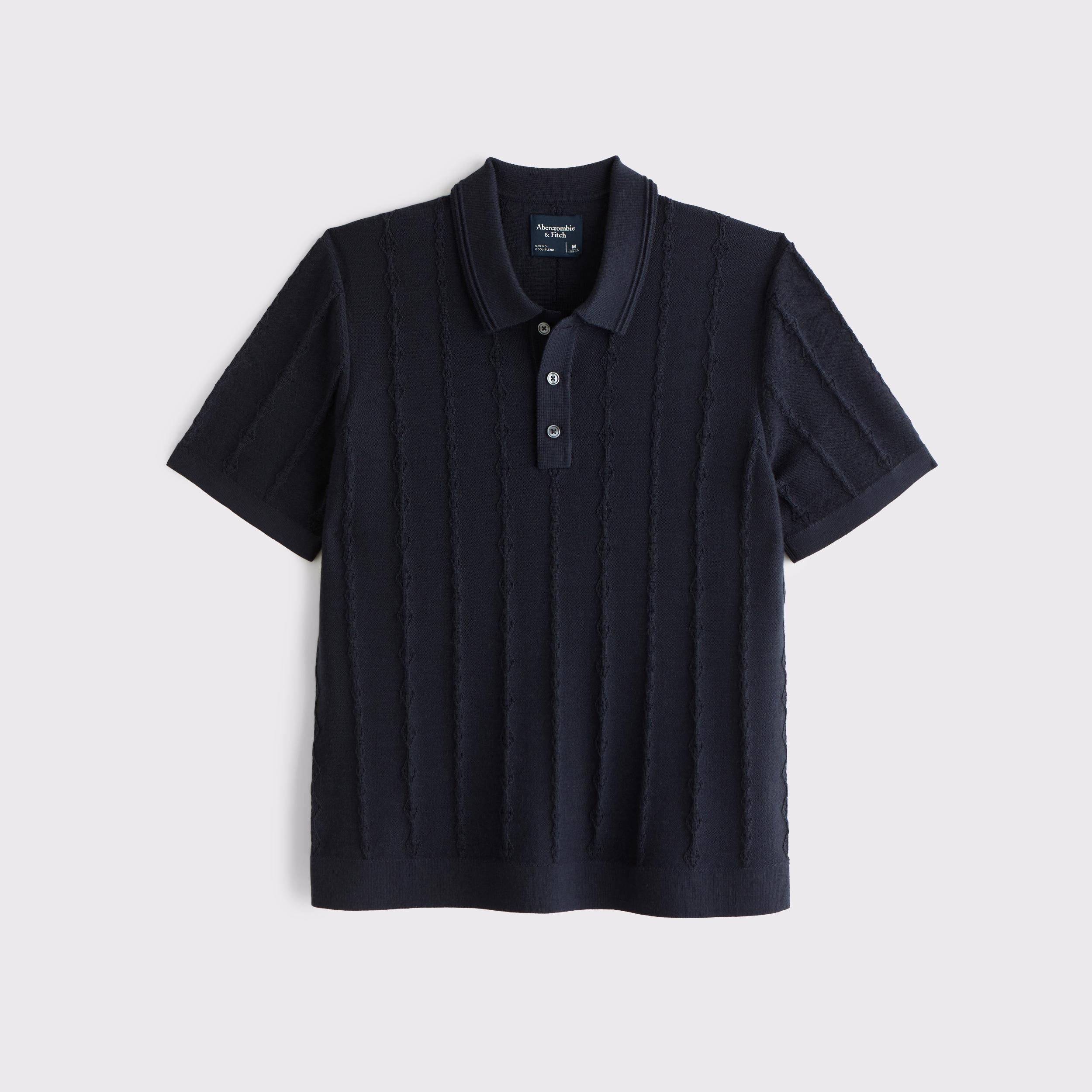 Merino Wool-Blend Stitch 3-Button Sweater Polo Product Image