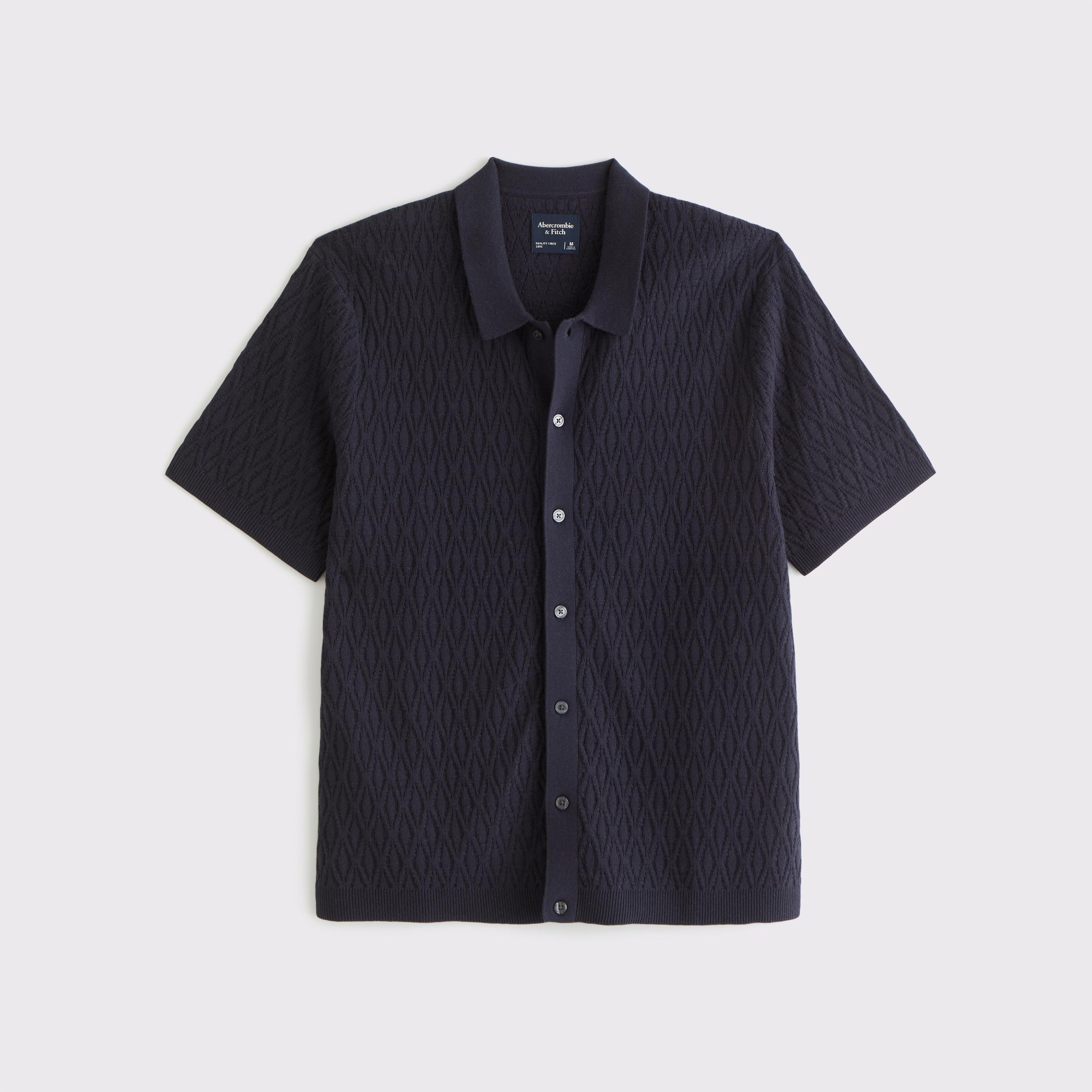 Jacquard Pattern Button-Through Sweater Polo Product Image