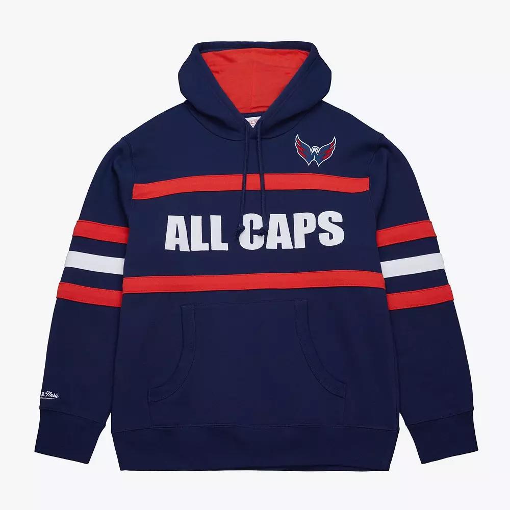 Men's Mitchell & Ness Navy Washington Capitals Head Coach Slogan Pullover Hoodie, Size: Medium, Blue Product Image