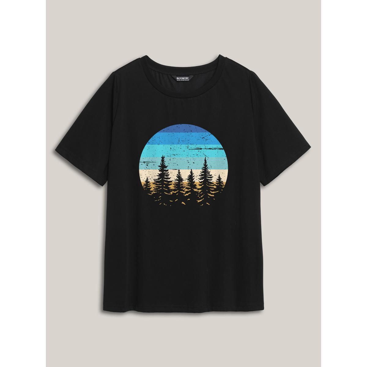 Plus Size Beach Vibes Round Neck T-Shirt Black Women Non Tropical Round Neck Casual T-shirts BloomChic 10/M Product Image