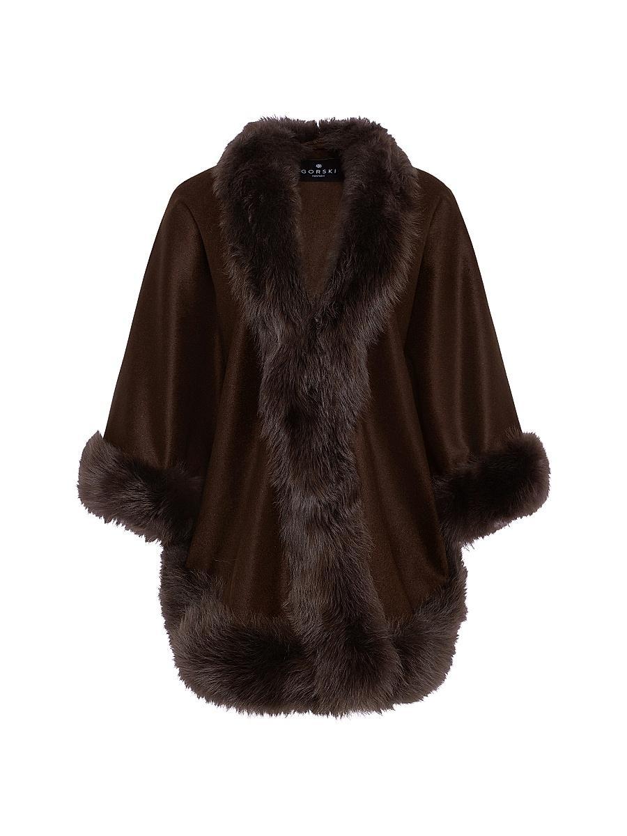 Womens Select Cashmere Capelet with Toscana Shearling Lamb Trim Product Image