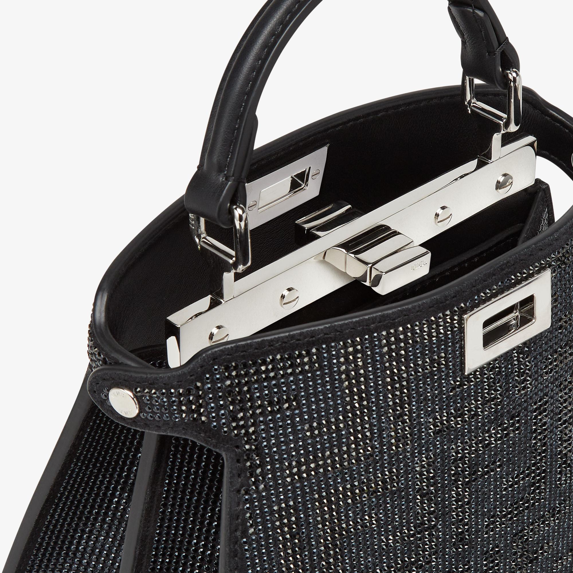 Peekaboo ISeeU PetiteBlack suede bag with FF in crystals and studs Product Image