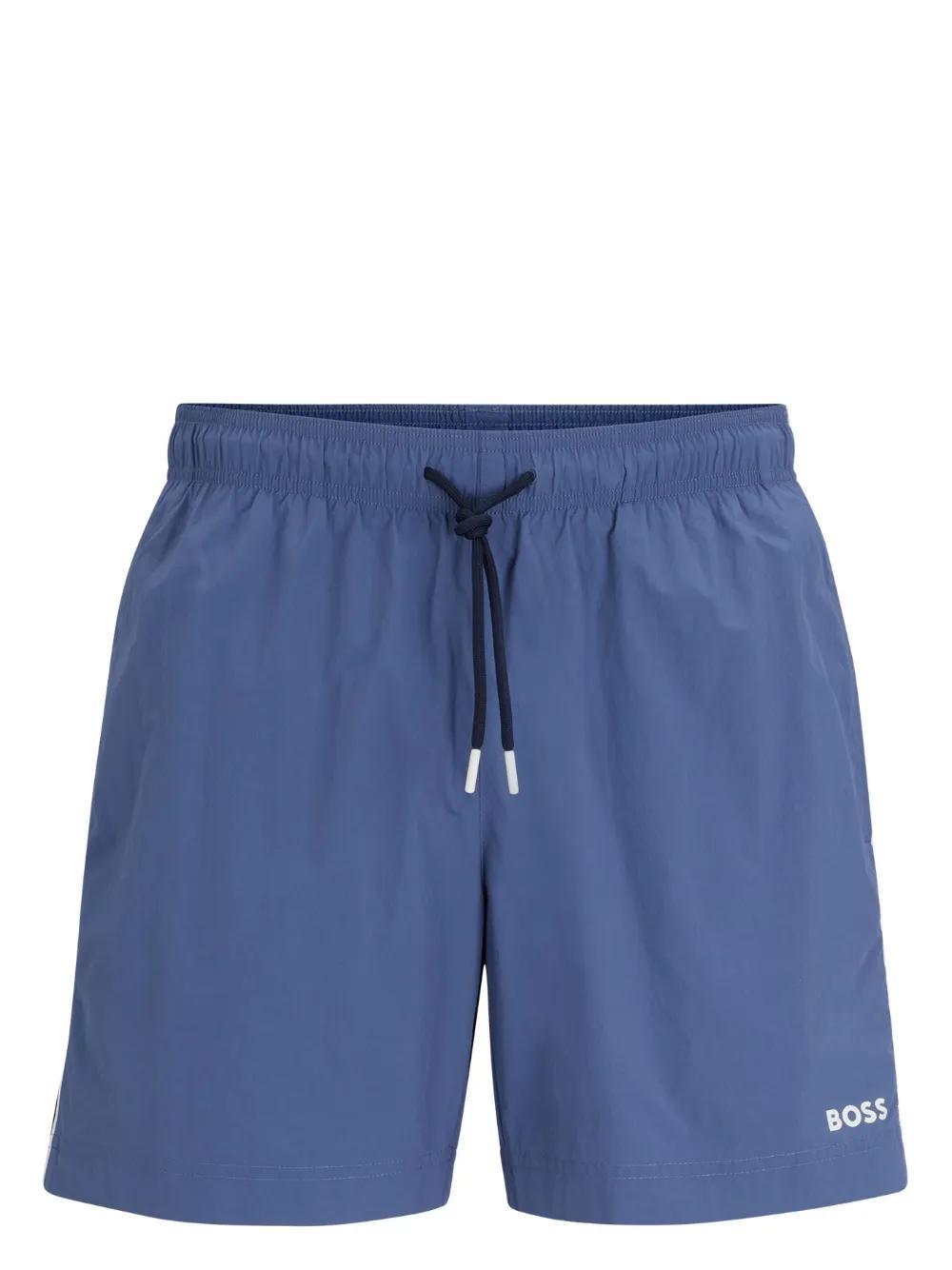 HUGO BOSS Logo Swim Shorts With Side Stripes And Logo In Blue Product Image