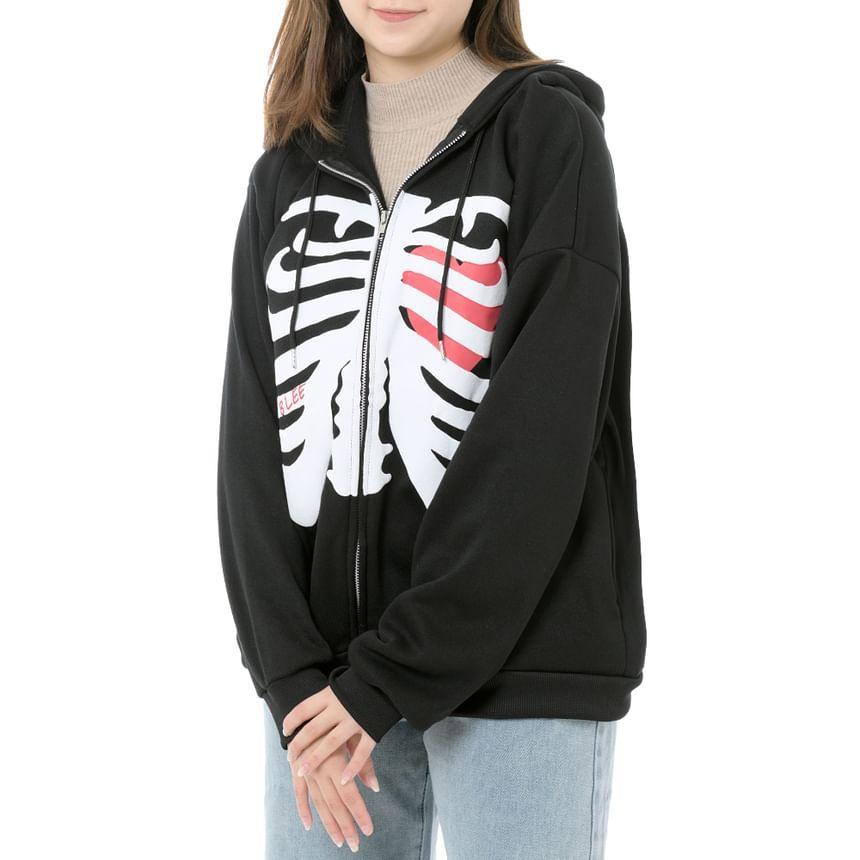 Rib Cage Print Zip-Up Hoodie Product Image