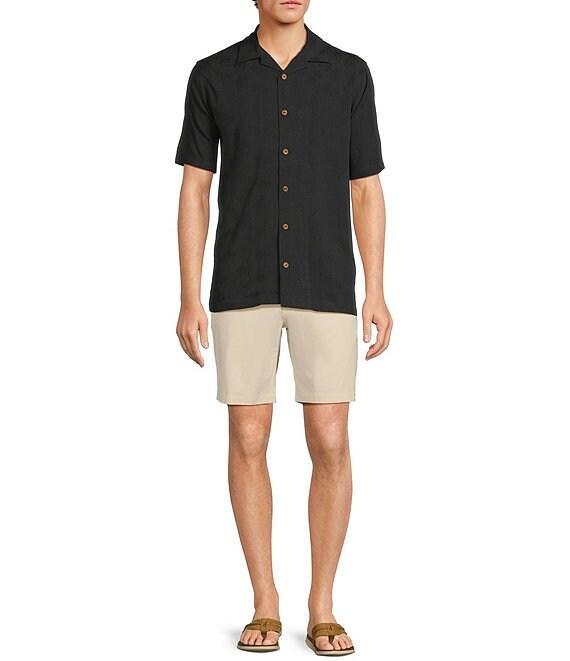 Caribbean Palm Trees Jacquard Short Sleeve Woven Camp Shirt Product Image