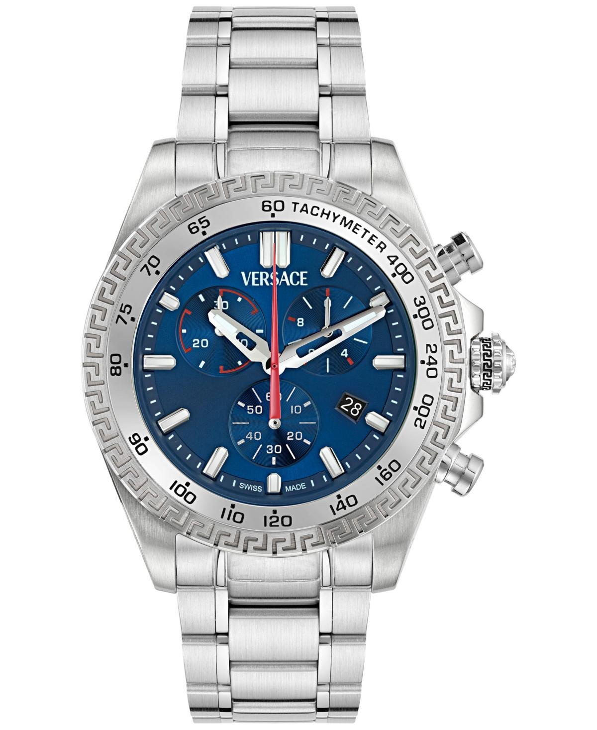 Versace Mens Chrono X Stainless Steel Blue Sunray Dial Bracelet Watch Product Image