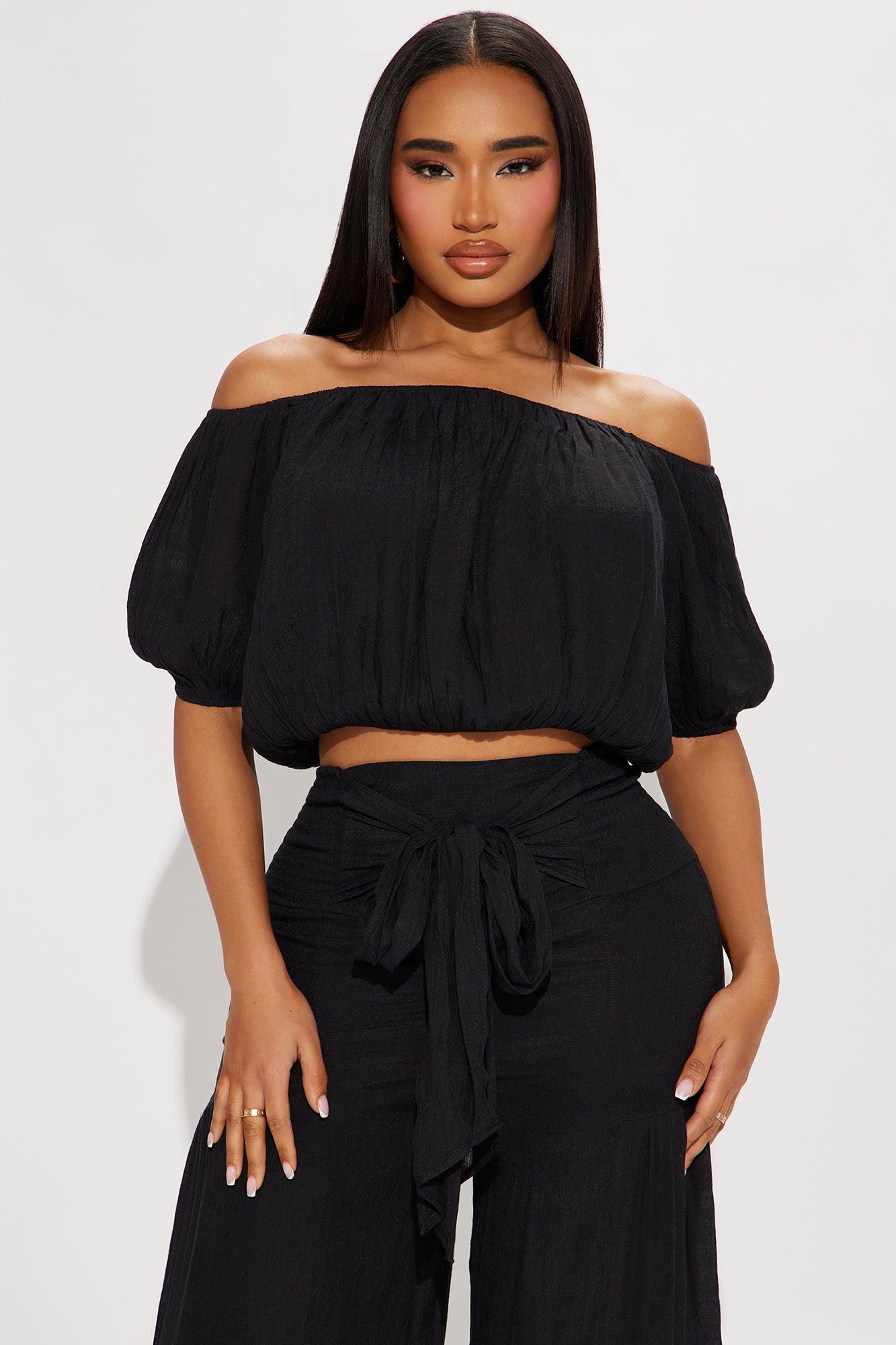 Take Me On A Vacay Pant Set - Black Product Image