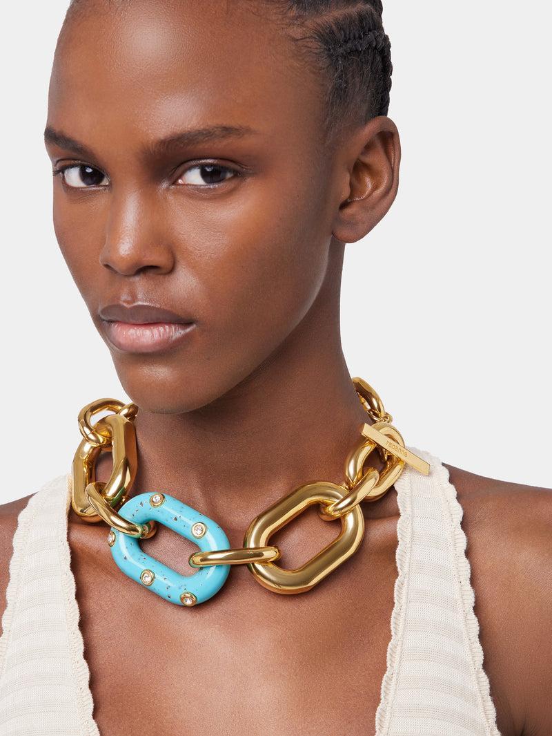 BLUE XL LINK OVERSIZED PALM SPRING NECKACE Product Image