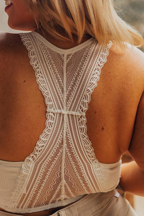 Flirty Nature Lace Racerback Bralette in Ivory Curves Product Image