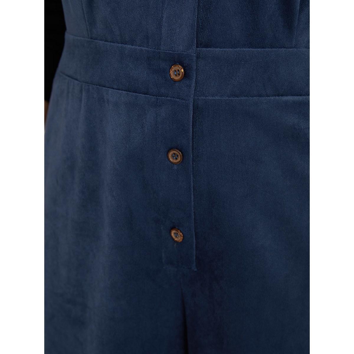 Plus Size DarkBlue Solid Button Through Pocket Tank Jumpsuit Women Elegant Sleeveless V-neck Dailywear Loose Jumpsuits BloomChic 14-16/1X Product Image