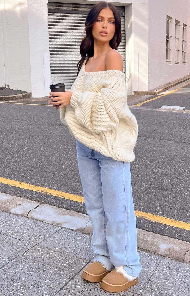 Delvey Cream Chunky Knit Sweater Product Image