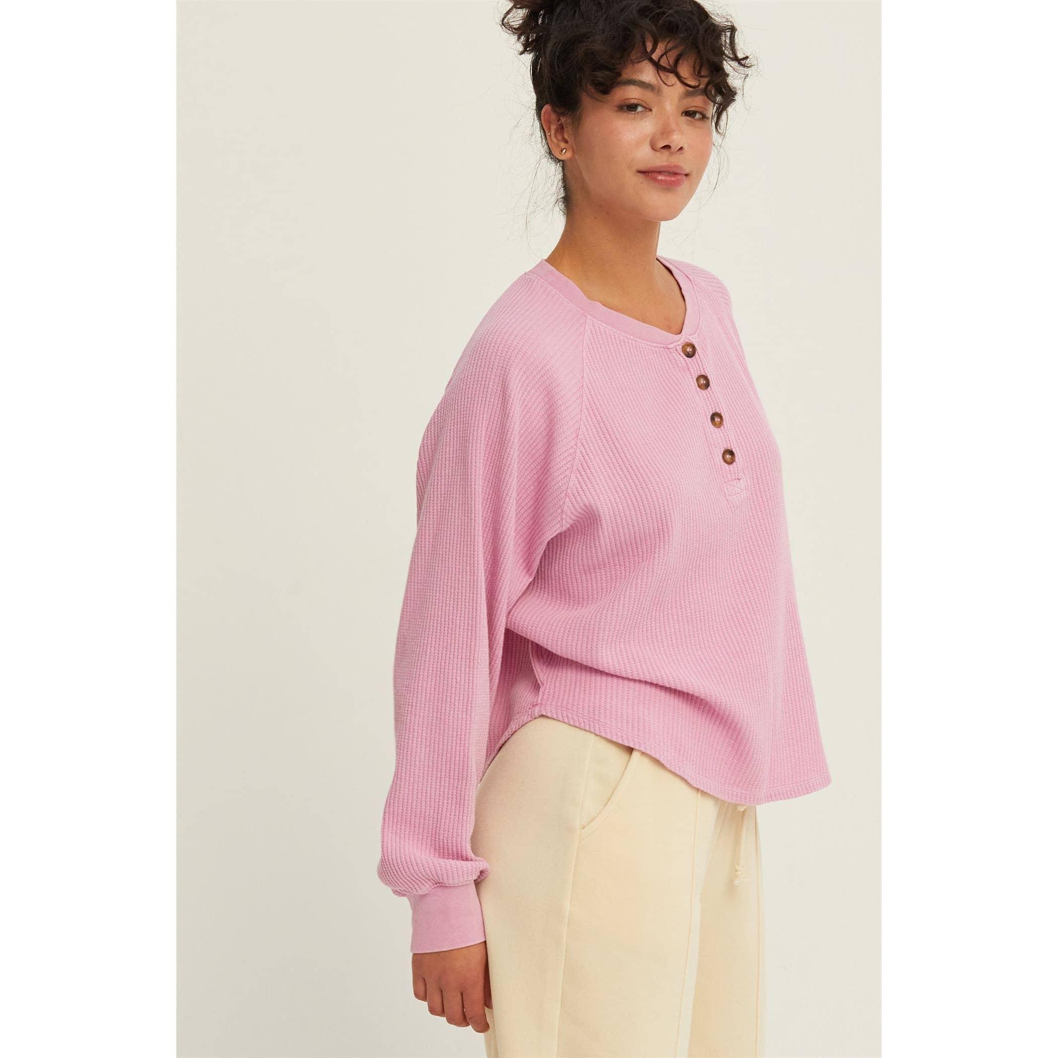 Henley Waffle Knit Top Product Image