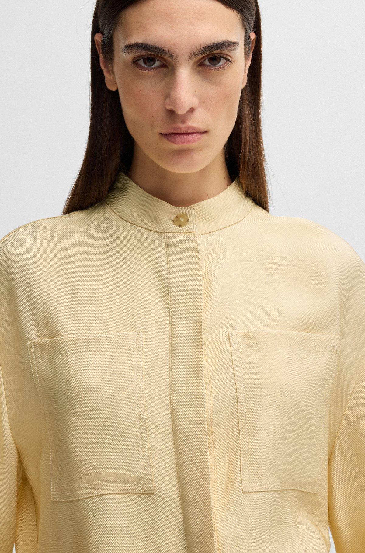 Relaxed-fit blouse in soft twill with stand collar Product Image