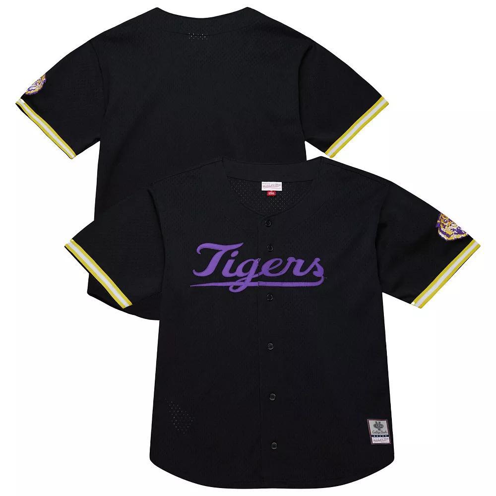 Men's Mitchell & Ness Black LSU Tigers On The Clock Full-Button Fashion Jersey,  Product Image