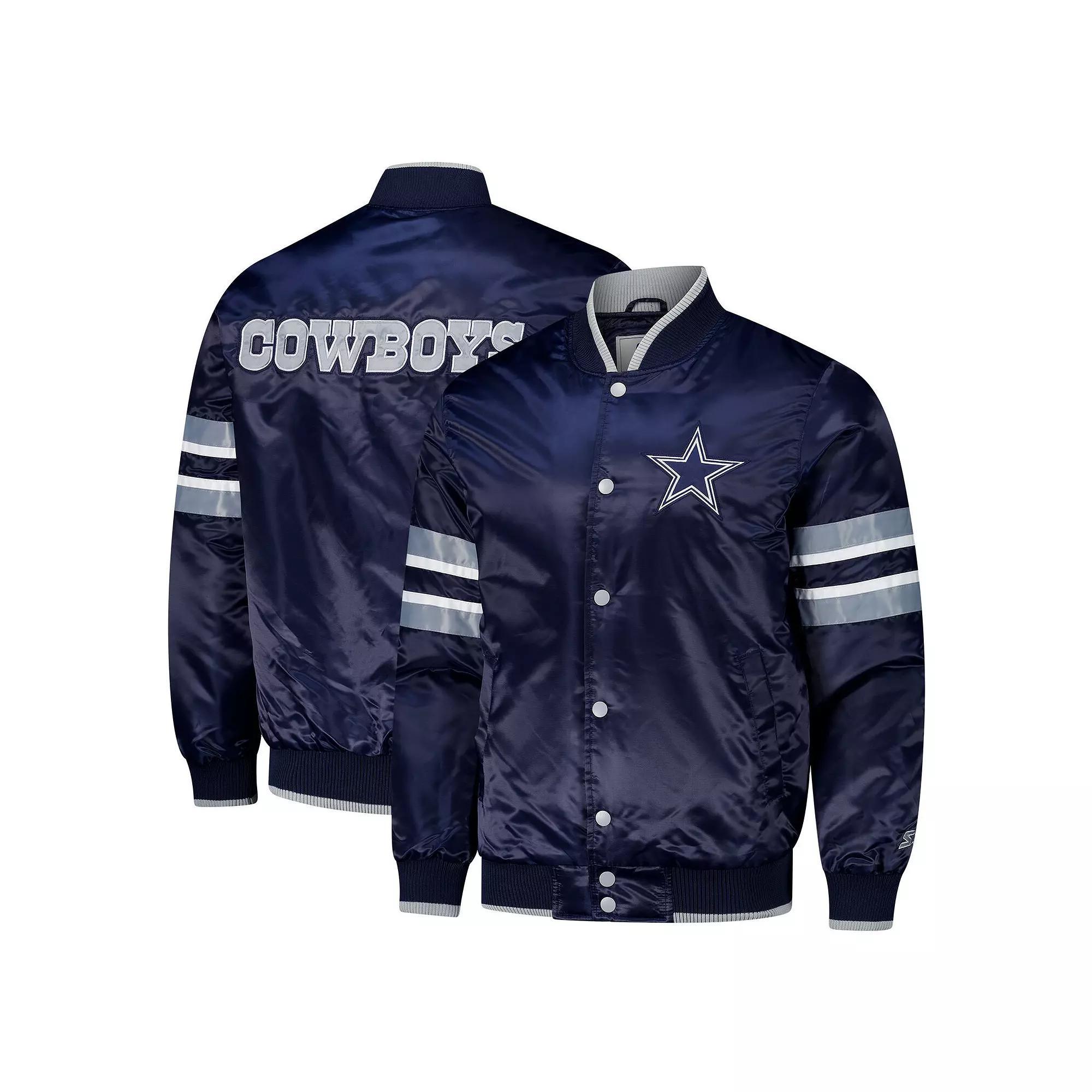 Men's Starter Navy Dallas Cowboys Scout I Full-Snap Varsity Jacket,  Product Image