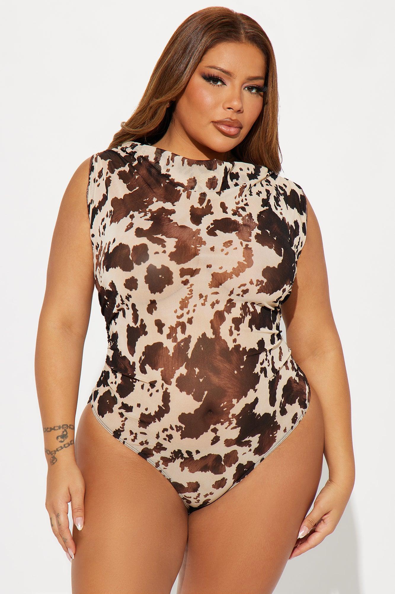 Lasso Up Mesh Bodysuit - Brown/combo Product Image