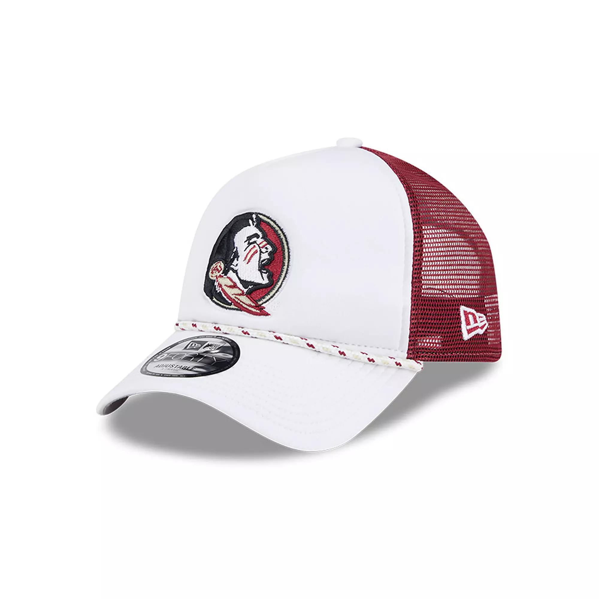 Men's New Era White/Garnet Florida State Seminoles Court Sport Foam A-Frame 9FORTY Adjustable Trucker Hat Product Image
