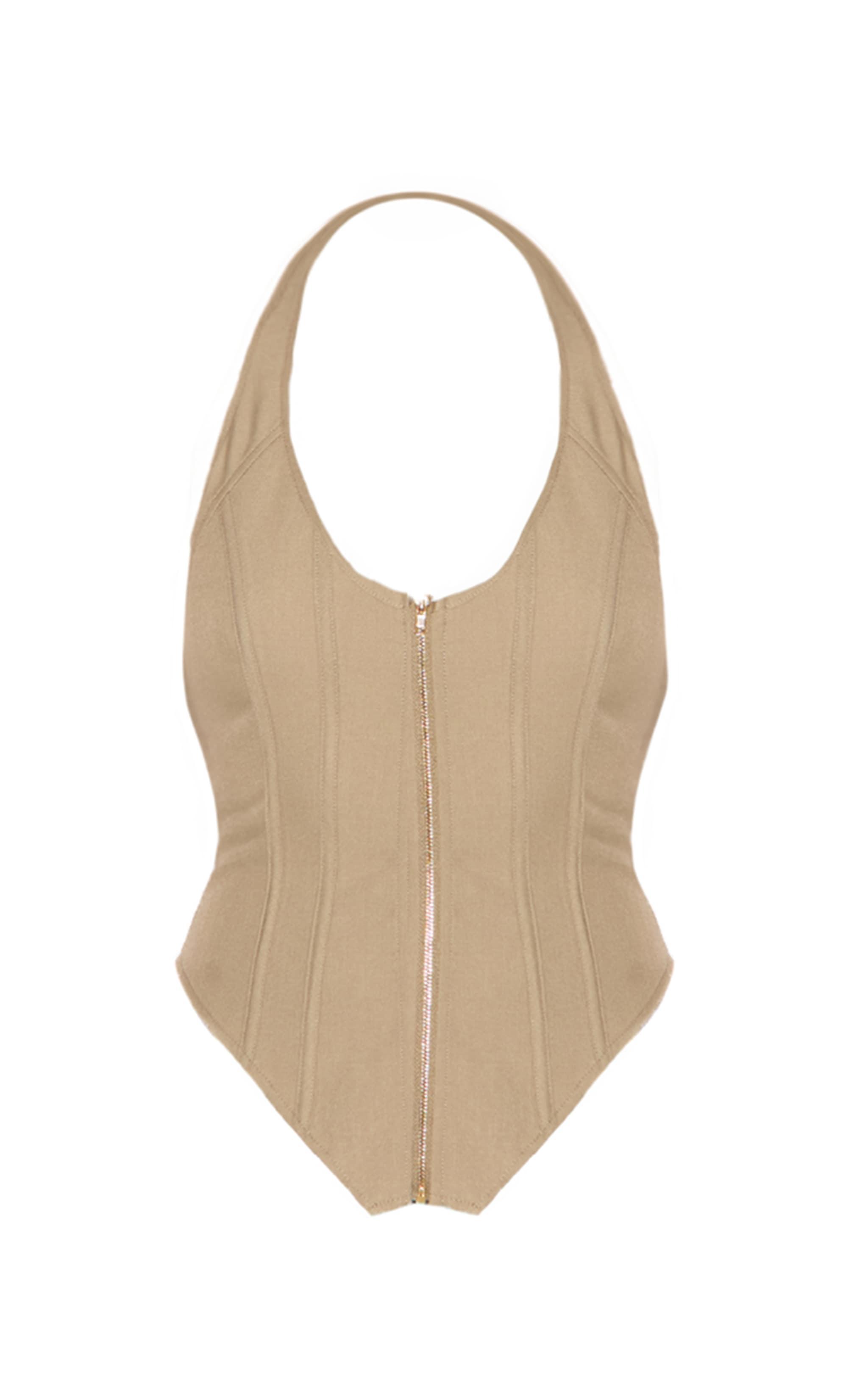 Sage Boned Dip Hem Corset Product Image