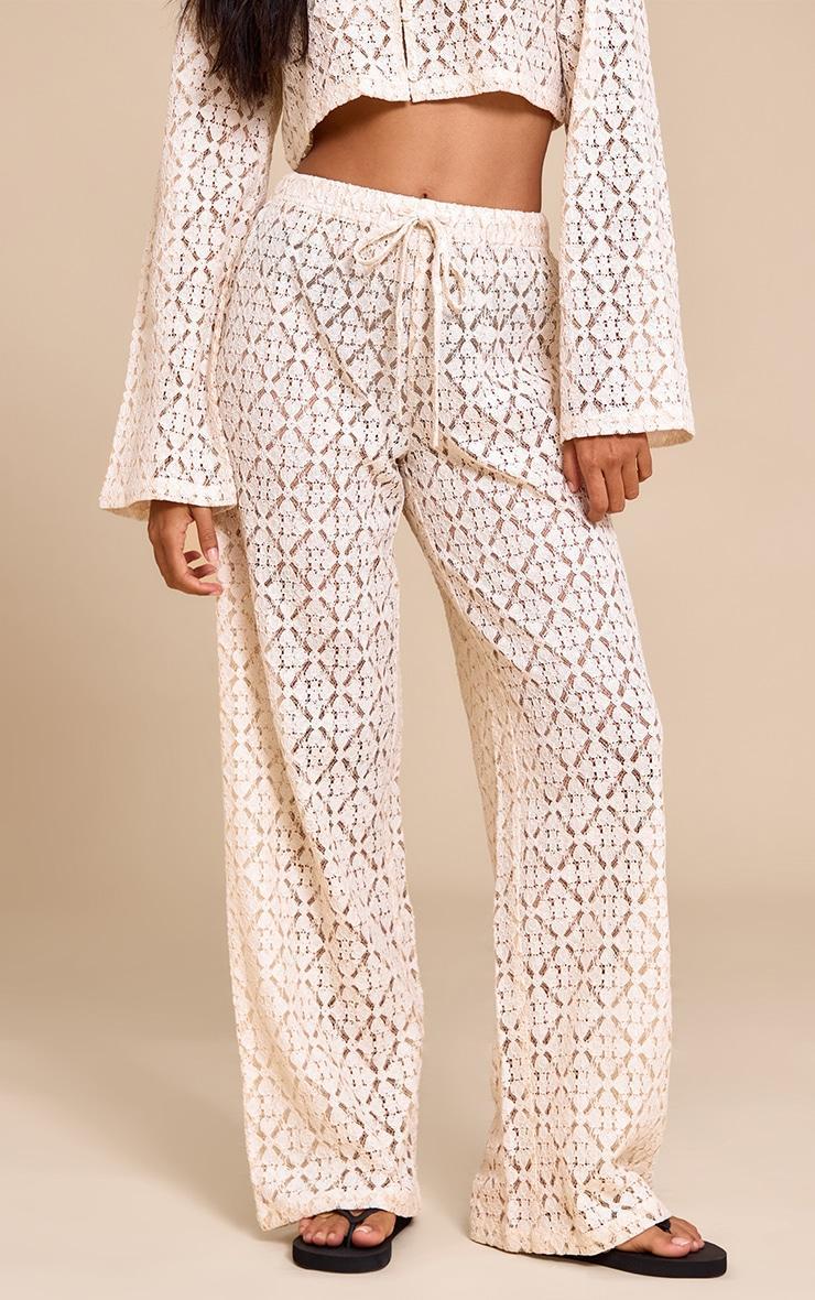  Cream Lace Straight Leg Pants Product Image