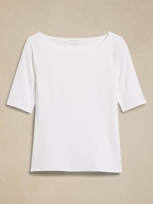 Soft Stretch Elbow-Sleeve Top Product Image