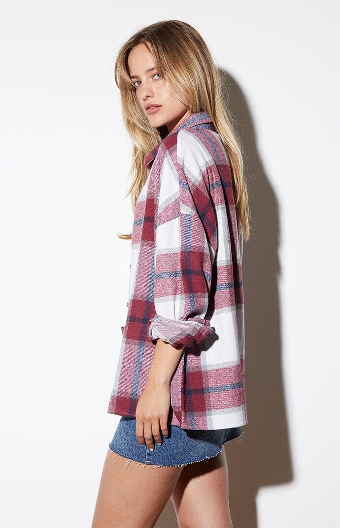 Women's Oversized Boyfriend Flannel Shirt Product Image