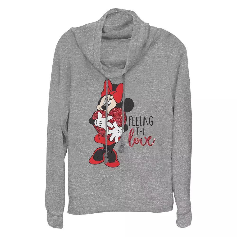 Disney's Minnie Mouse Feeling The Love Women's Cowlneck Graphic Lightweight Long Sleeve,  Product Image