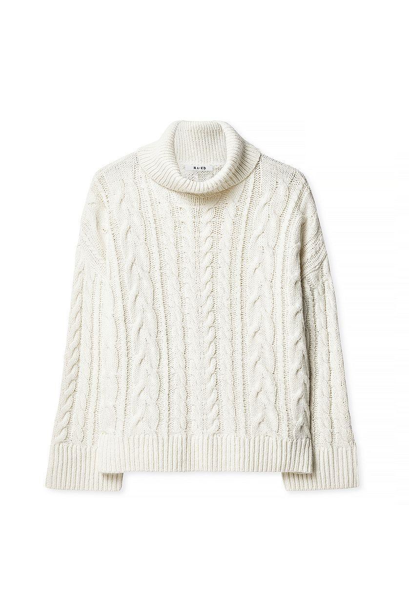 Turtle Neck Knitted Cable Sweater Product Image