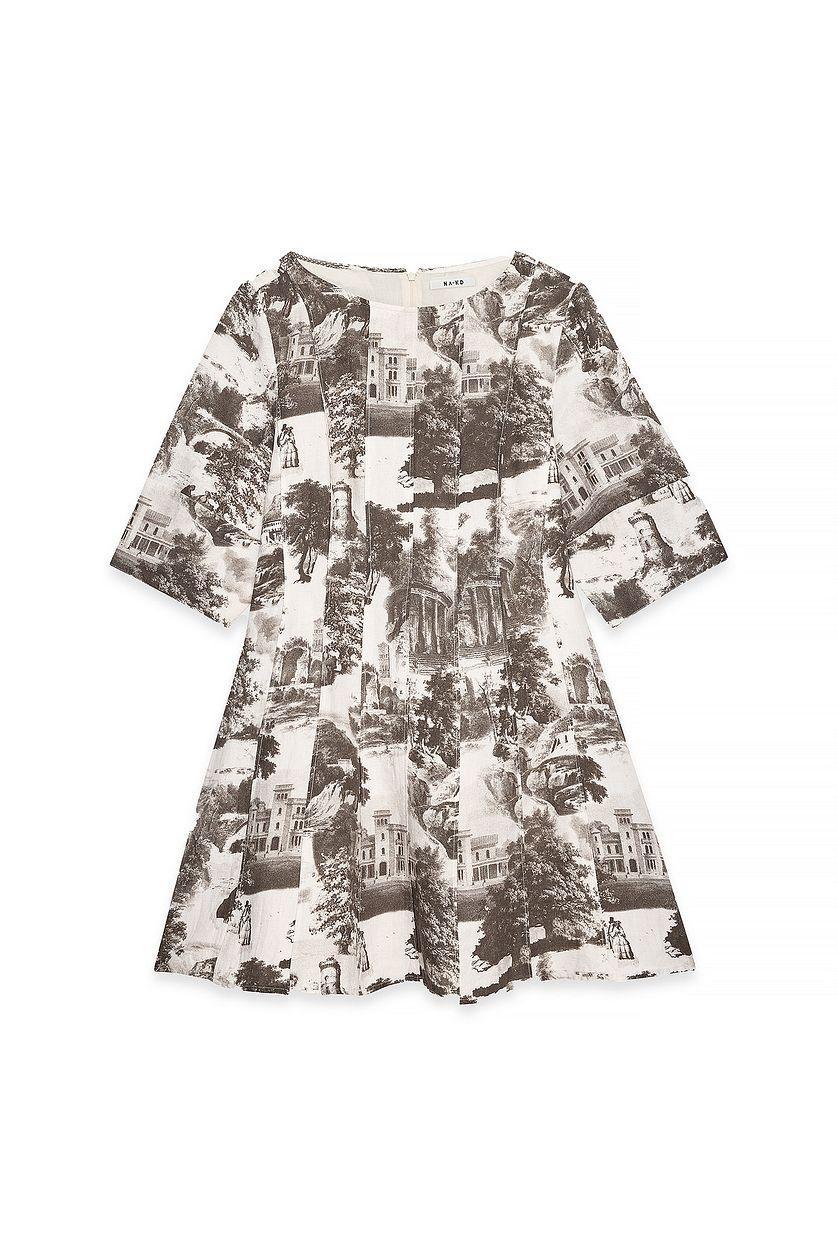 Linen Blend Seam Detail Mini Dress Product Image