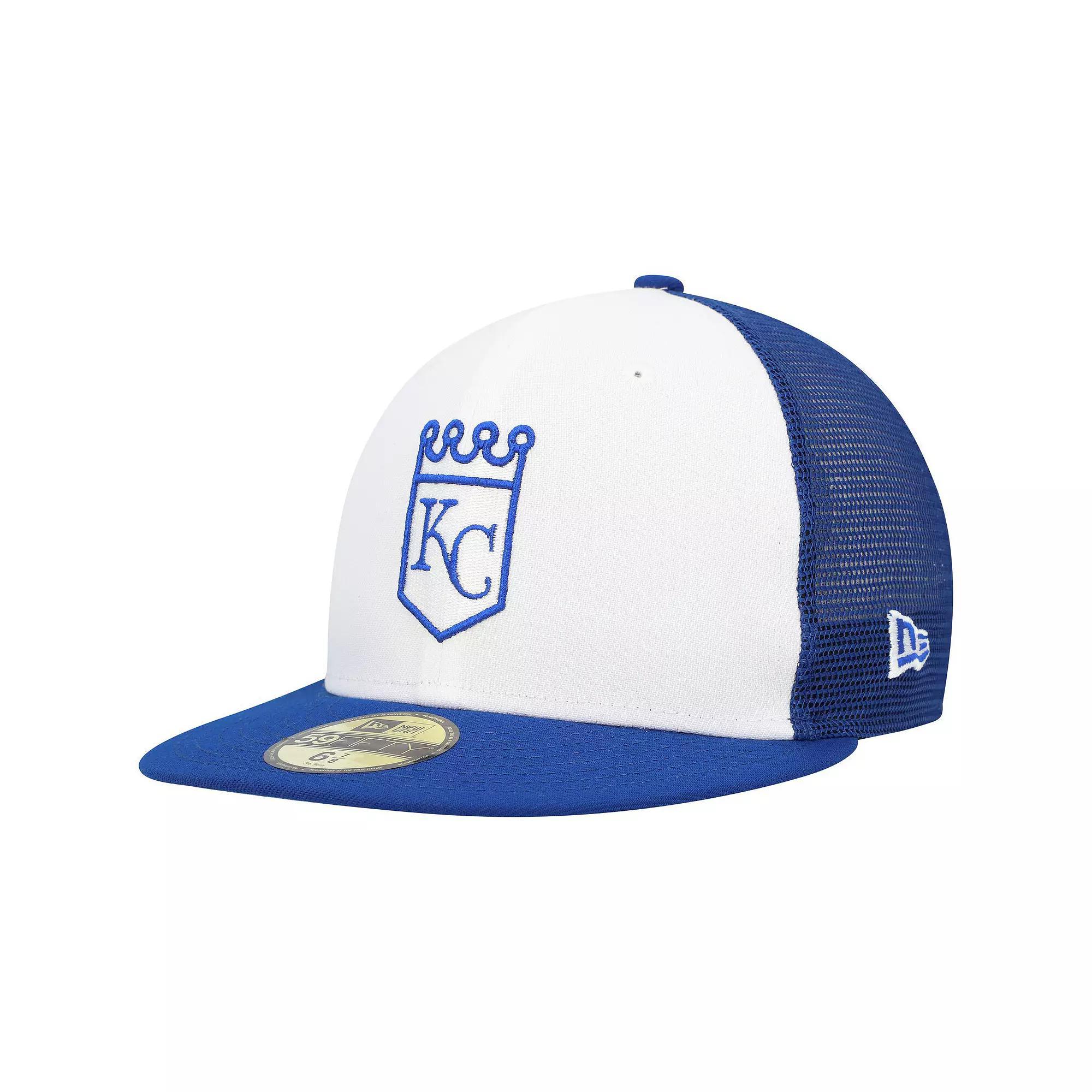 Men's New Era White/Blue Kansas City Royals 2023 On-Field Batting Practice 59FIFTY Fitted Hat, Size: 7 Product Image