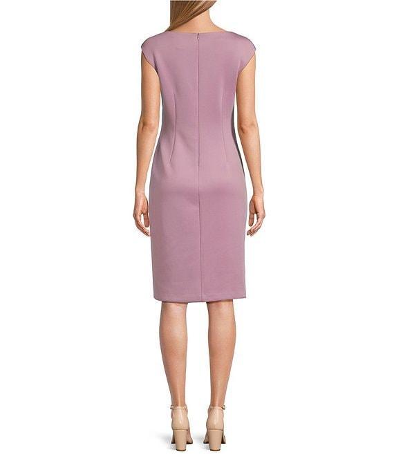 Jessica Howard Beaded Crew Neck Cap Sleeve Faux Wrap Dress Product Image