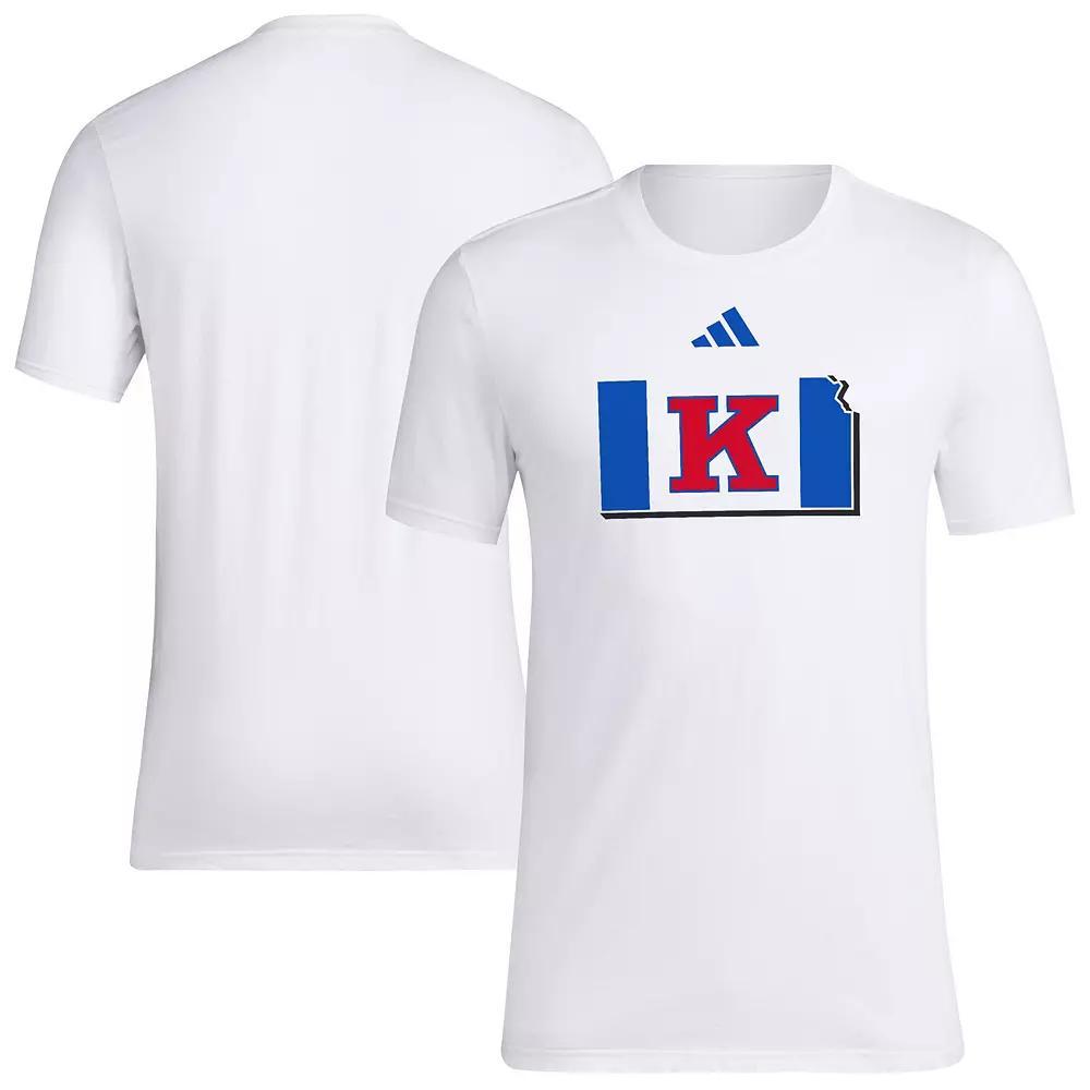 Men's adidas White Kansas Jayhawks Basketball State Outline Fresh T-Shirt,  Product Image