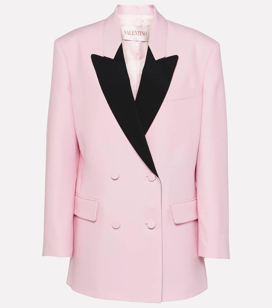 VALENTINO Crêpe Couture Double-breasted Blazer In Pink Product Image