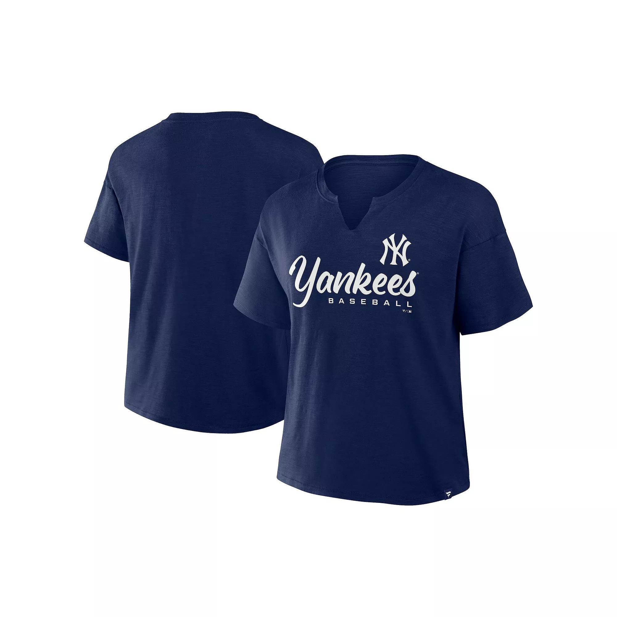 Women's Profile  Navy New York Yankees Plus Size Wordmark Notch Neck T-Shirt, Size: 3XL, Blue Product Image