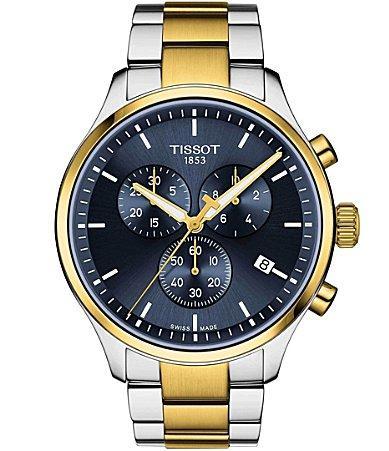 Tissot Chrono Xl Classic Two Tone Stainless Steel Navy Dial Bracelet Watch Product Image