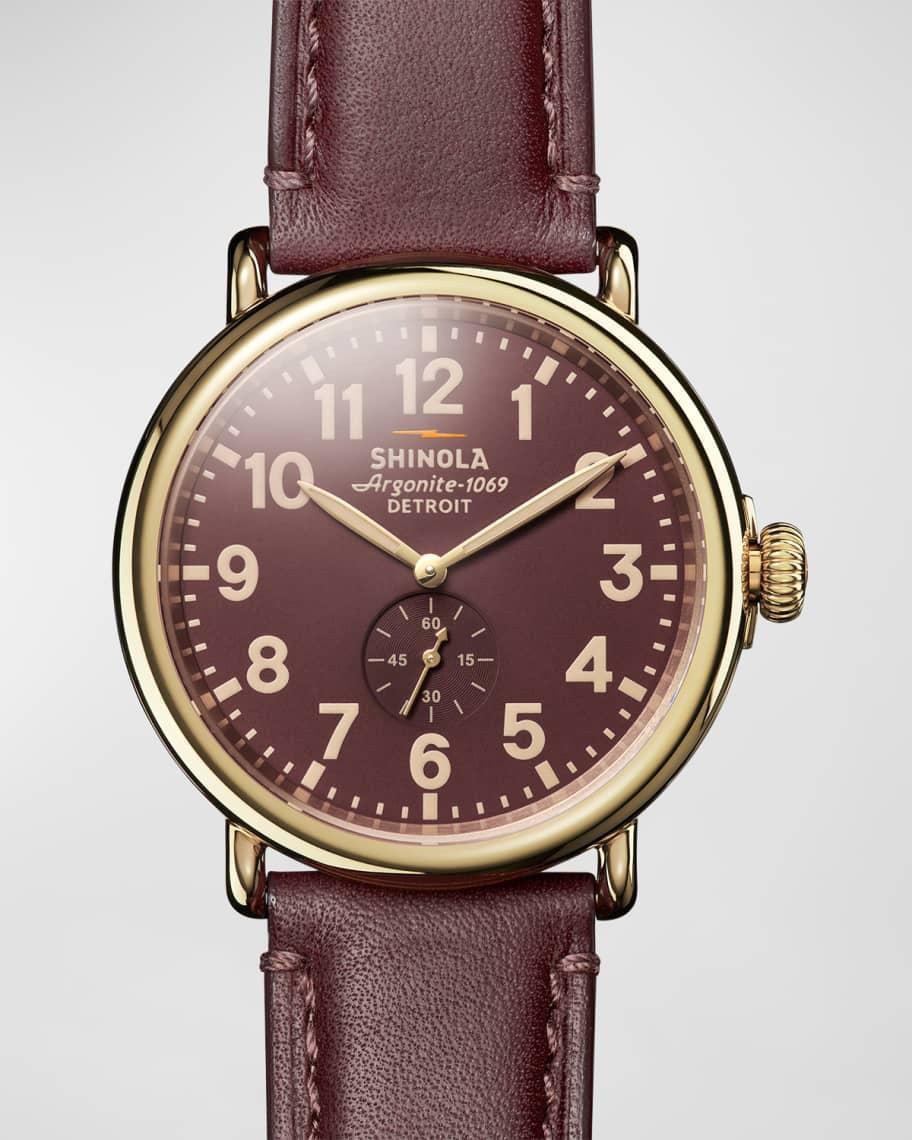 Mens Runwell Leather-Strap Watch, 47mm Product Image