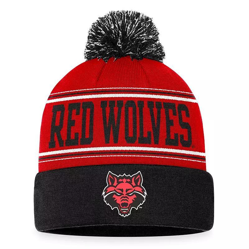 Mens Top of the World Scarlet Arkansas State Red Wolves Draft Cuffed Knit Hat with Pom Product Image