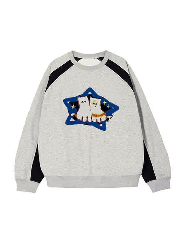 Cat Print Raglan Sweatshirt Product Image