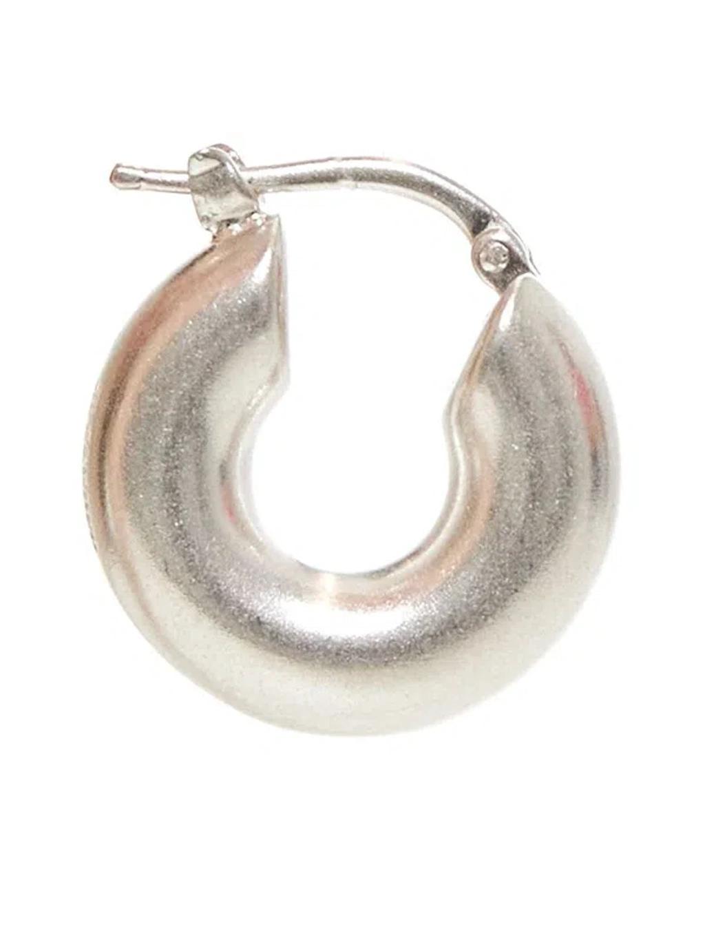 JIL SANDER Logo Engraved Hoop Earrings In Silver Product Image