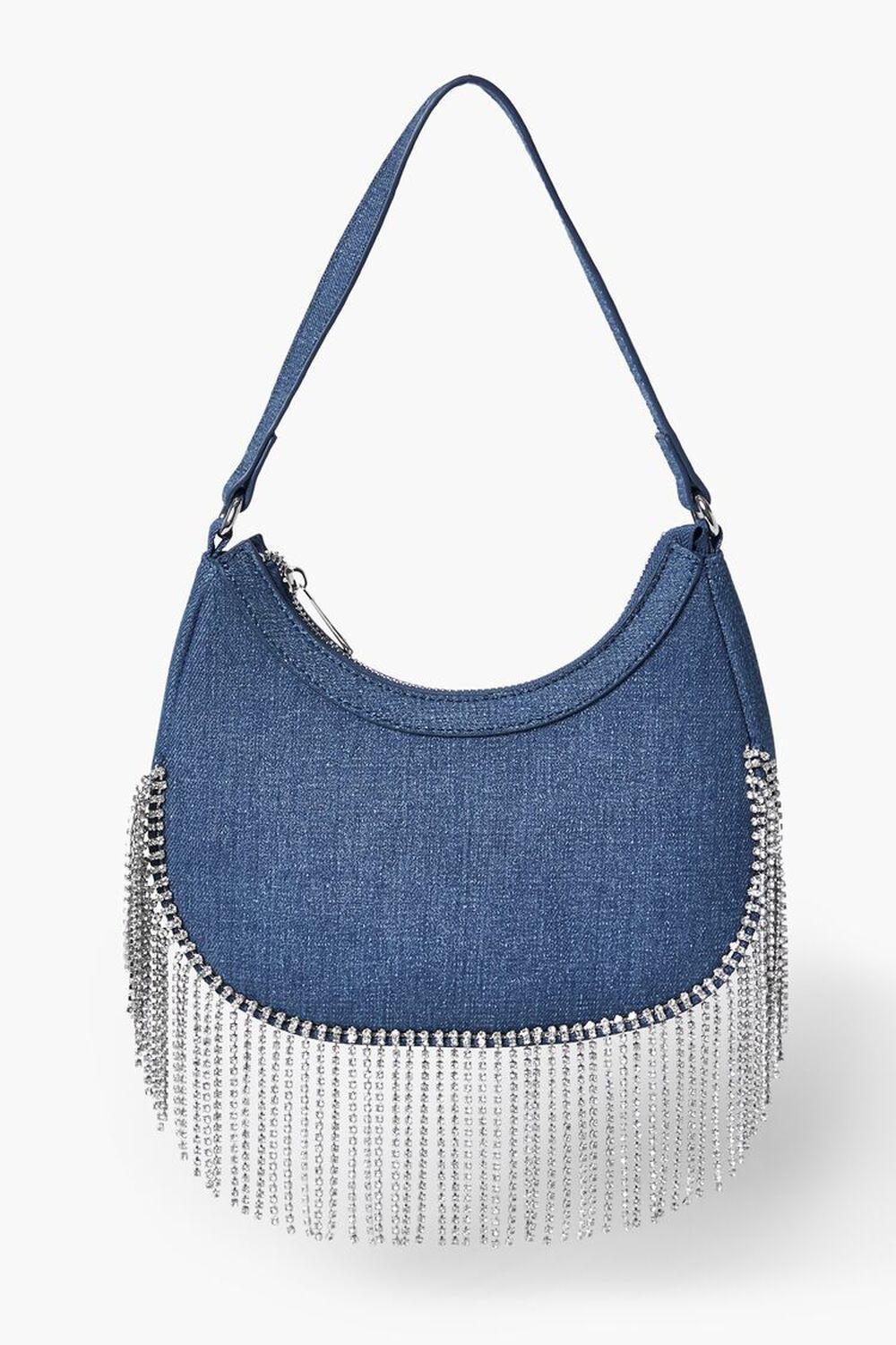 Rhinestone-Trim Denim Handbag | Forever 21 Product Image