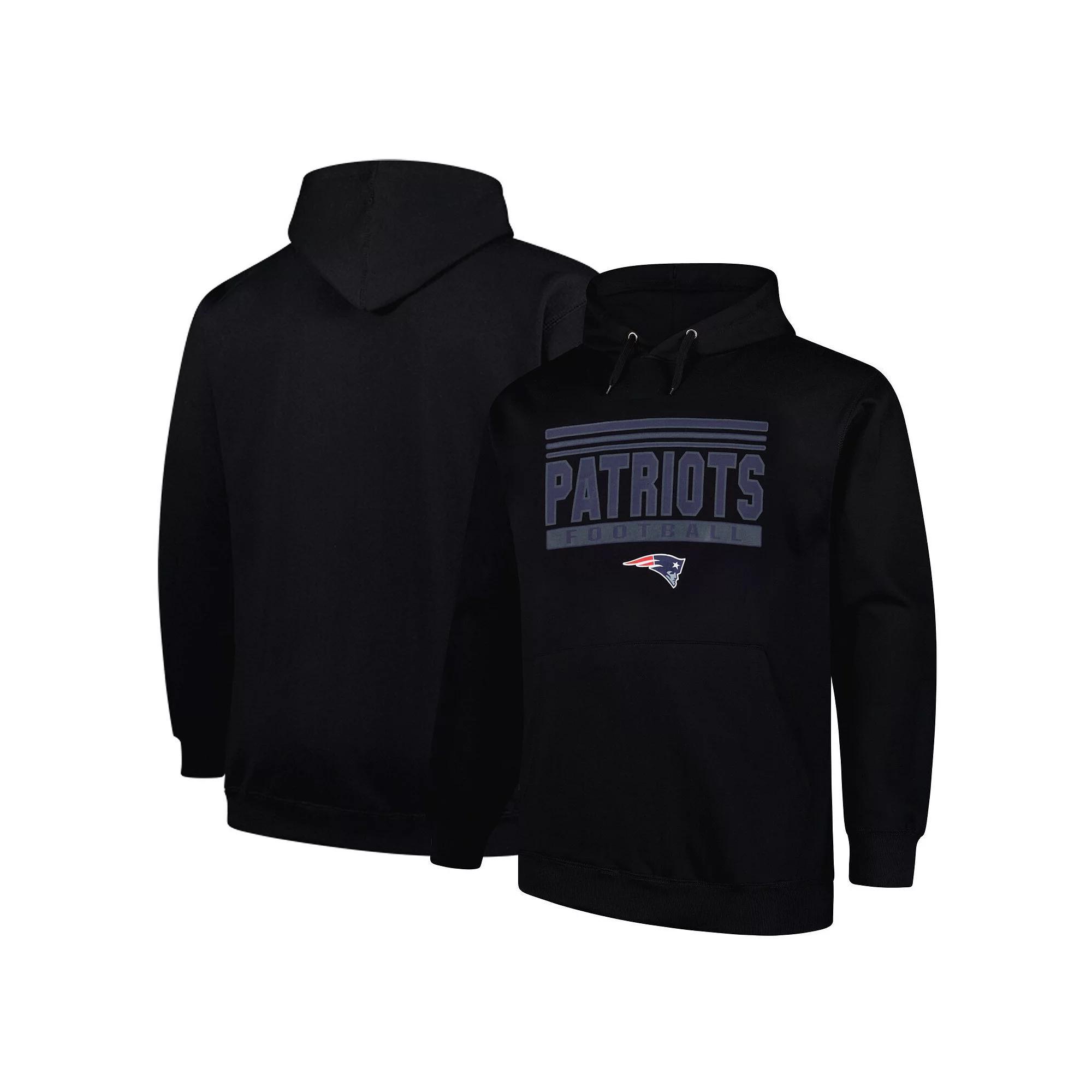 Men's Fanatics  Black New England Patriots Big & Tall Fleece Pullover Hoodie, Size: 3XLT Product Image