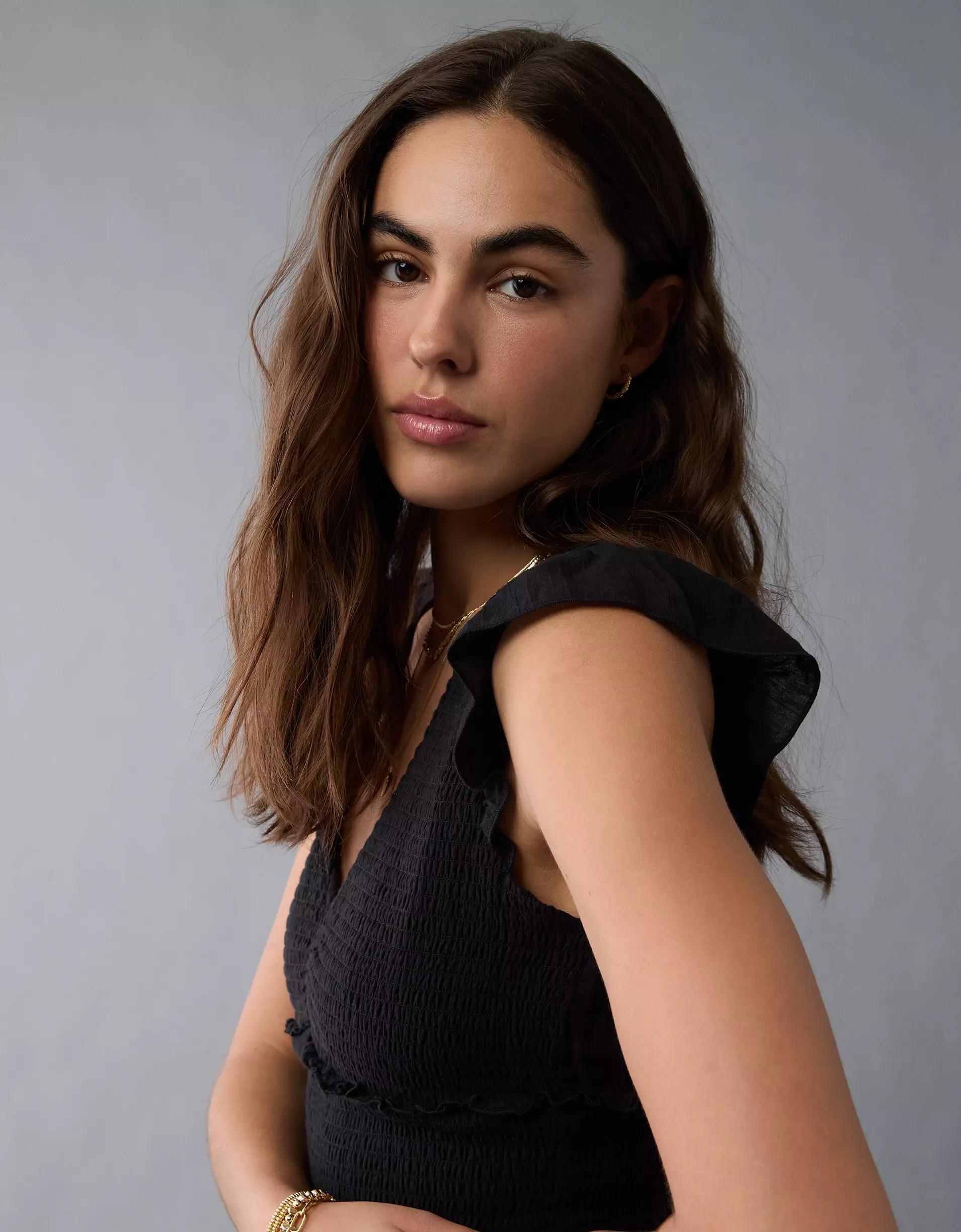 AE Smocked Flutter Sleeve Mini Dress Product Image