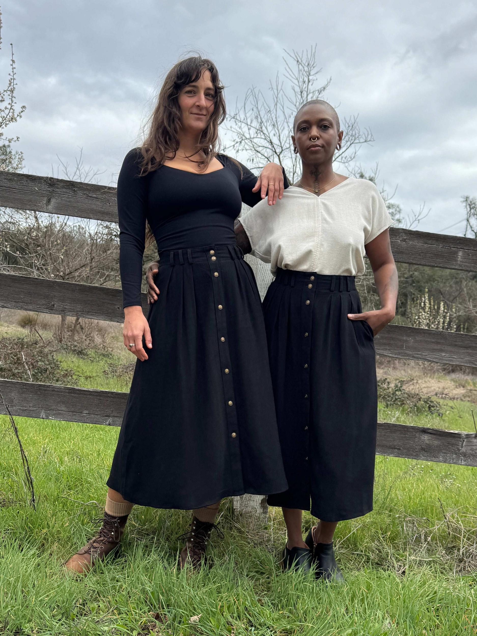 Trices Skirt in Textured Black Linen Product Image