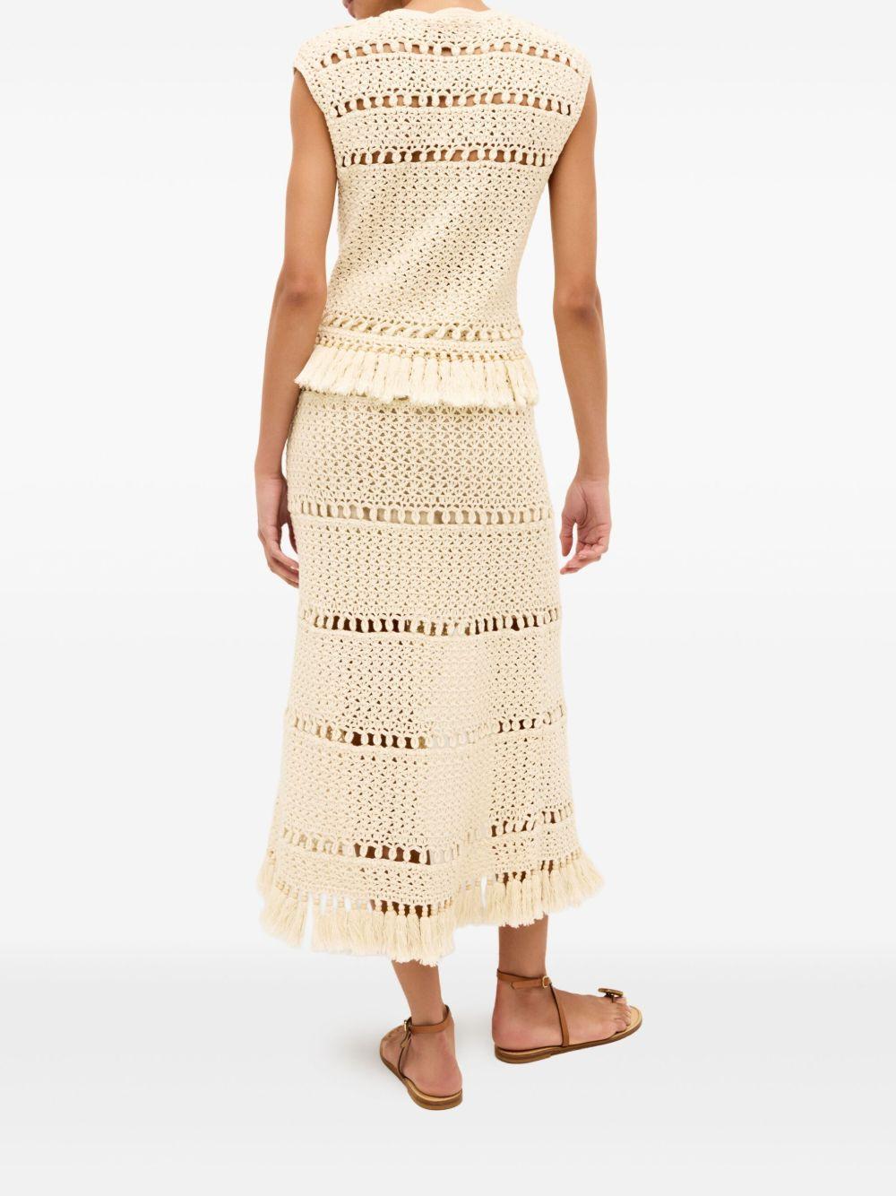 Mira fringe-hem crochet top Product Image