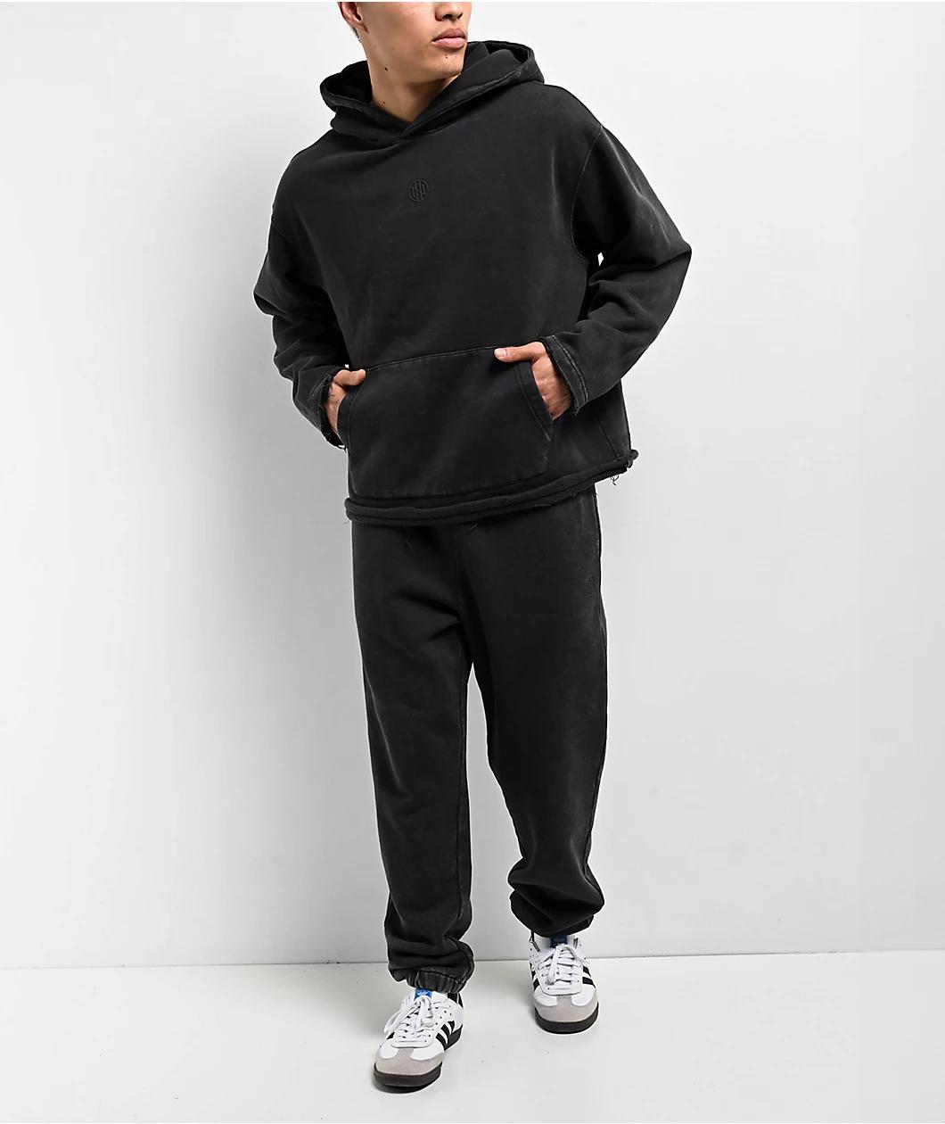 Ninth Hall Fundamentals Cut Off Ash Wash Boxy Hoodie Product Image